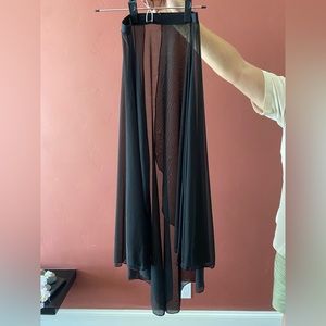 black flowly skirt mesh with open front